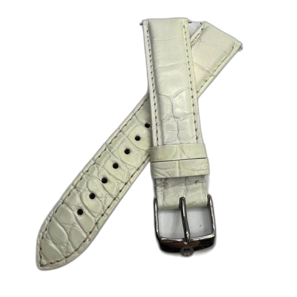 Michele 18mm White Alligator Leather Replacement Band Strap EUC